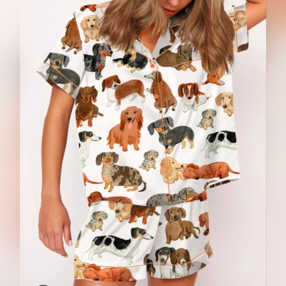 NWT Satin Dachshund Pajama Set
